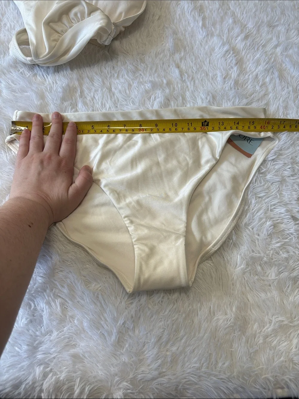 NWT Shade & Shore Off White Shiny 2 Piece Swim Top Size M And Bottoms Size L